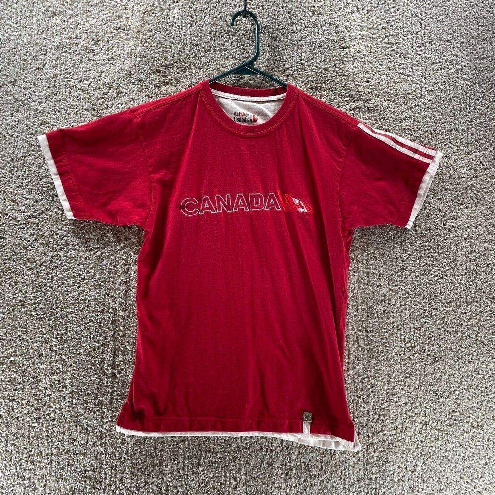 Canada Shirt Adult Extra Small Red Cotton Short Sleeve Its Fun To Be Canadian
